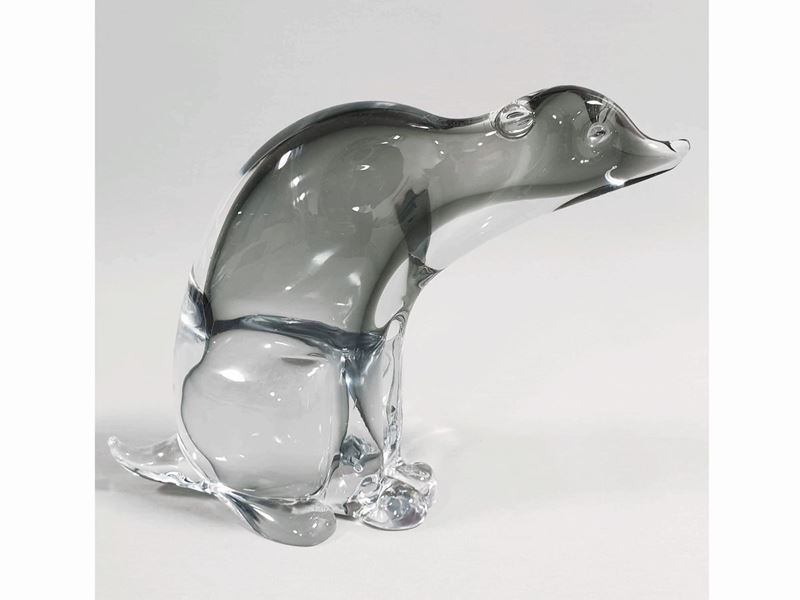 Figura di Orso in Vetro Sommerso, Seguso Vetri D'arte Attribuito
