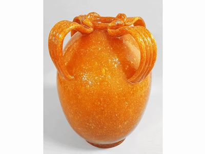 Grande Vaso in Vetro Pulegoso Arancio