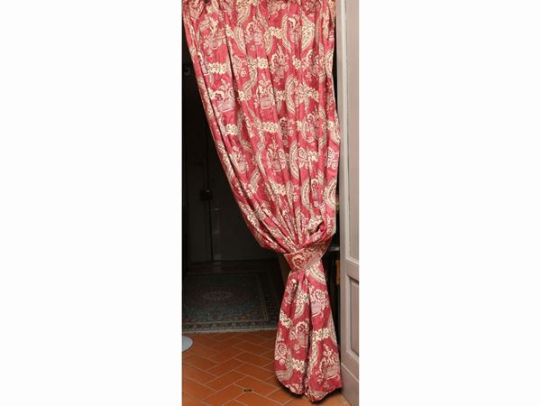 Pair of bordeaux canvas curtains