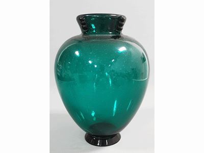 Vaso in Vetro Trasparente Verde, Seguso Attribuito