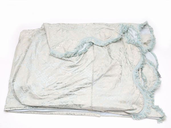 Light blue silk double bedspread