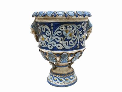 Grande Vaso a Cratere in Terracotta Smaltata