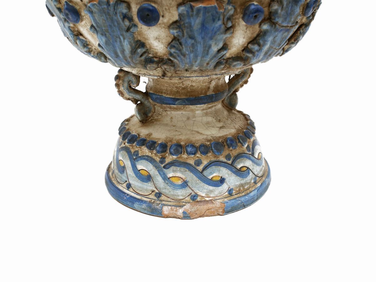 Grande Vaso a Cratere in Terracotta Smaltata