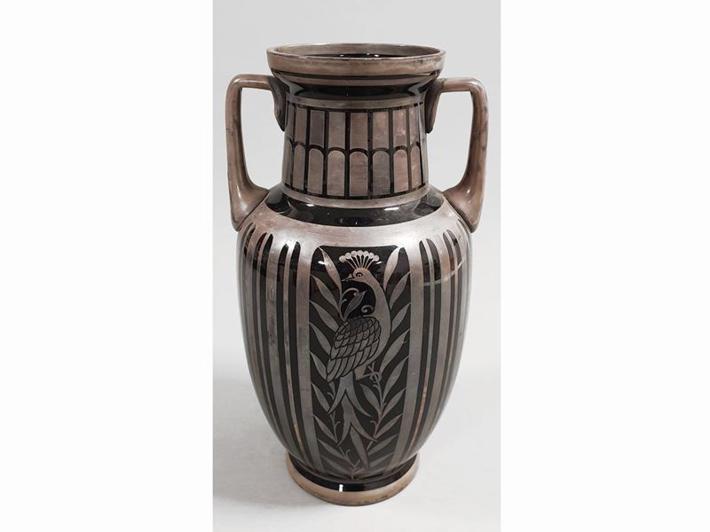 Vaso Biansato in Vetro Nero