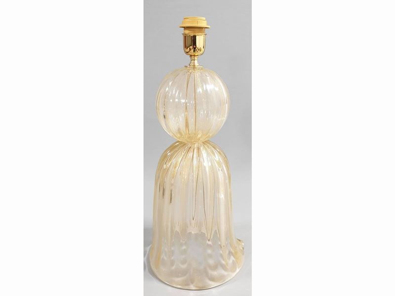 Lampada da Tavolo in Vetro Costolato