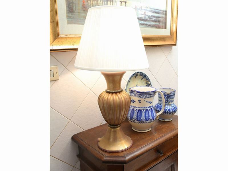 Lampada da Tavolo in Vetro Violetto