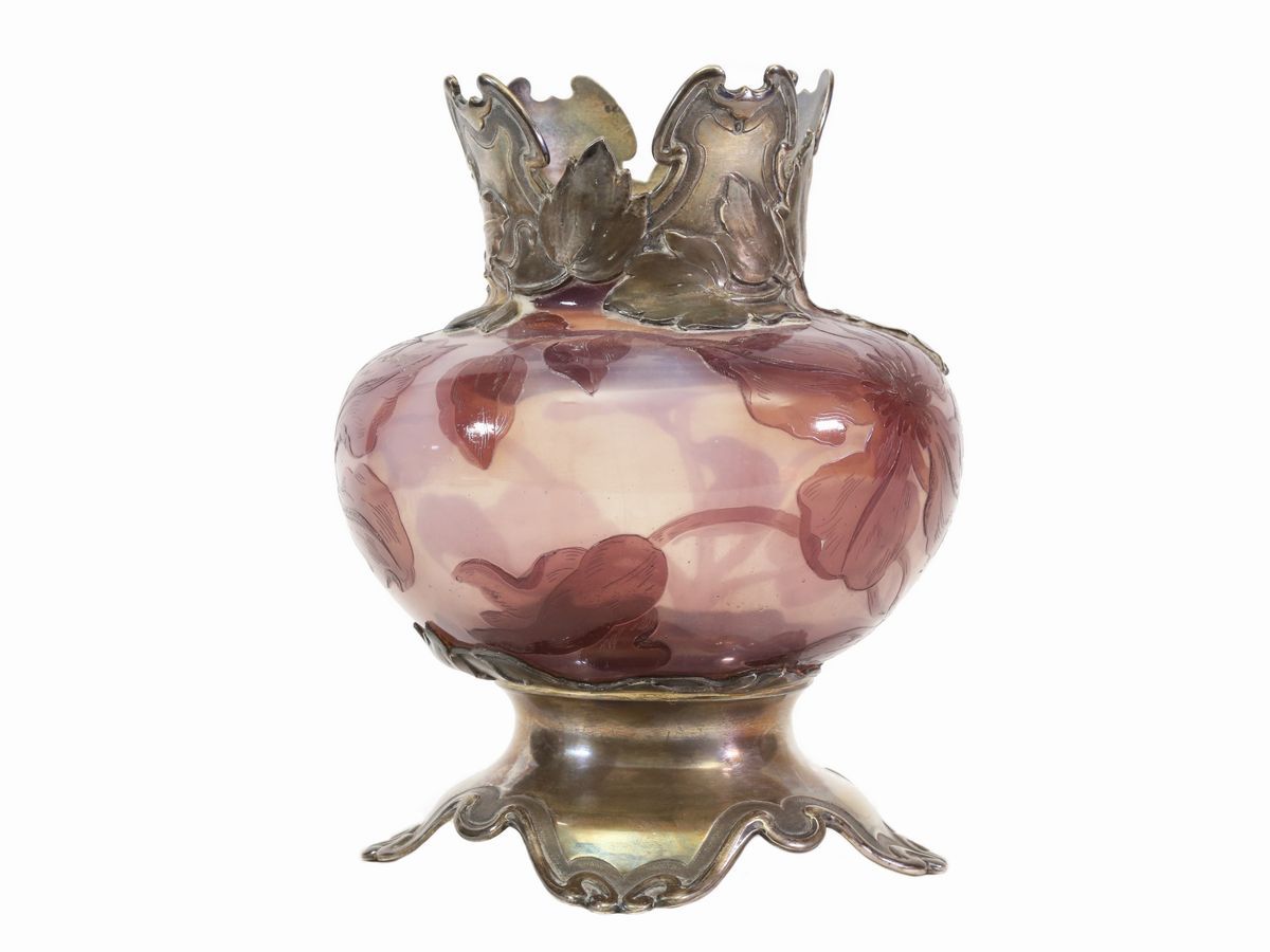Vaso Daum in Vetro con Decoro di Iris