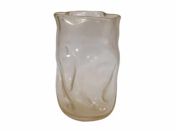 A Murano glass vase with gold dust inclusions and diffuse depressions