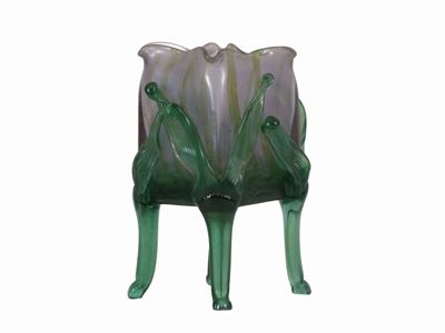 Vaso Quadrilobato in Vetro Soffiato Iridescente