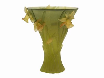 Vaso Daum in Pasta di Vetro Gialla