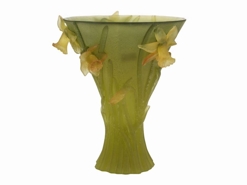 Vaso Daum in Pasta di Vetro Gialla