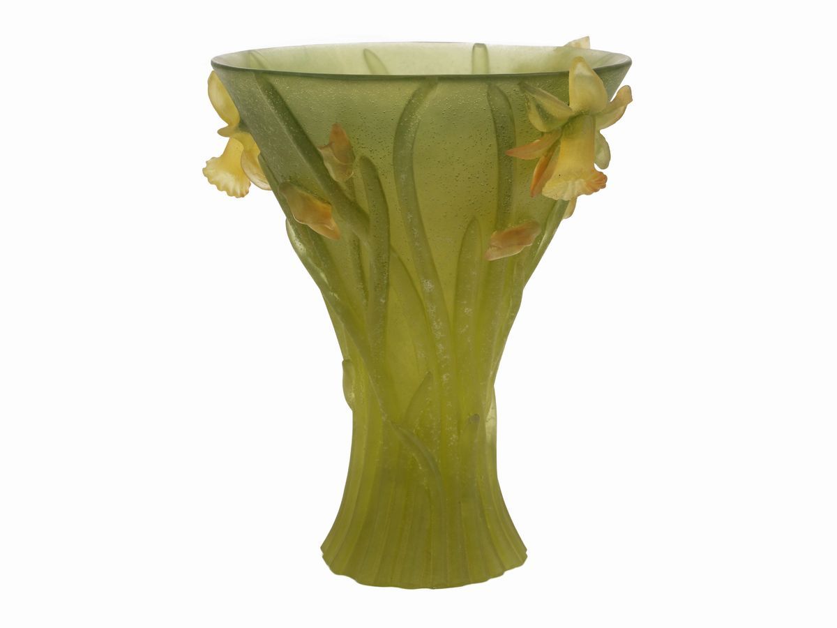Vaso Daum in Pasta di Vetro Gialla
