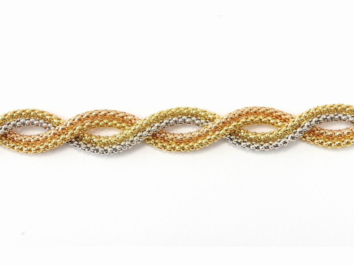 Demi Parure Collana e Bracciale Quadri in Oro Bianco, Rosa e Giallo