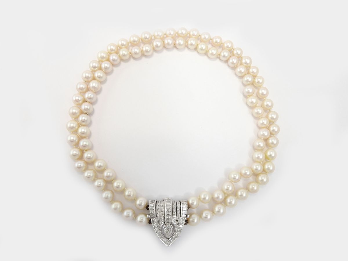 Girocollo Befani & Tai a Doppio Filo di Perle Coltivate con Fermezza in Oro Bianco e Diamanti