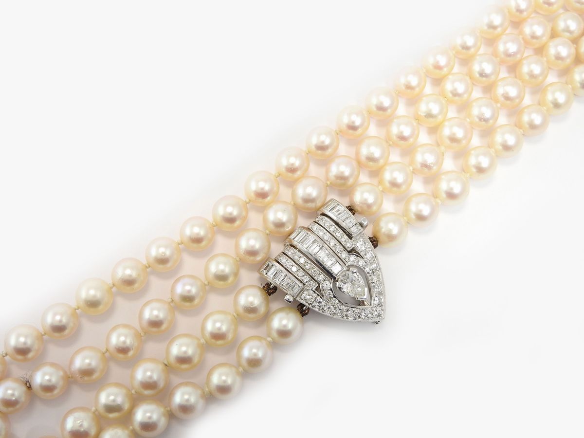 Girocollo Befani & Tai a Doppio Filo di Perle Coltivate con Fermezza in Oro Bianco e Diamanti