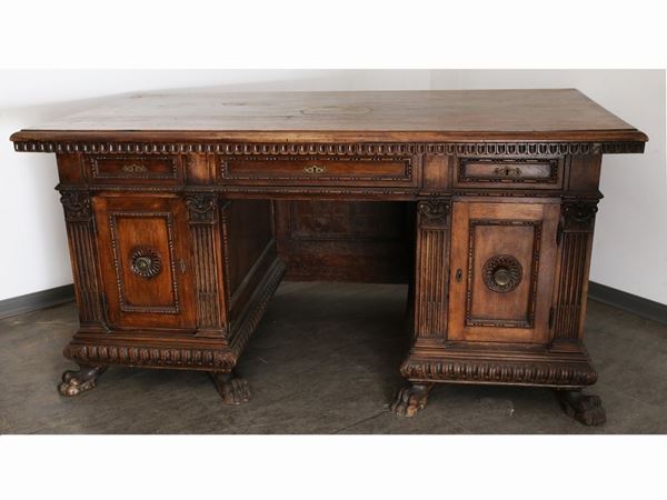 A neo-renaissance styke walnut desk