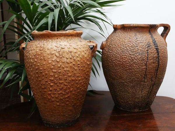 Two terracotta jars  (20th century)  - Auction Furniture from Compagni Palace in Florence - Maison Bibelot - Casa d'Aste Firenze - Milano
