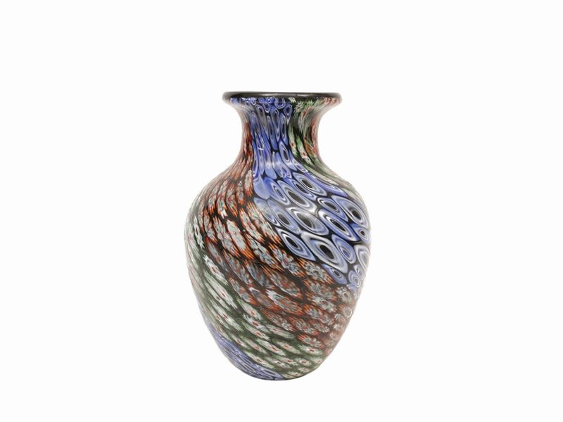 Vaso a Murrine in Vetro Soffiato di Murano
