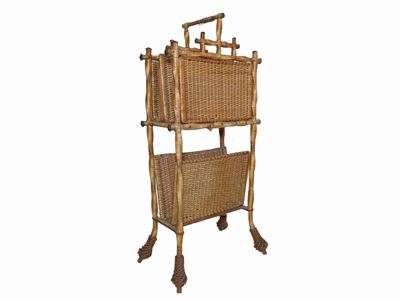 Etagère Porta Riviste Rivestita in Paglia Intrecciata