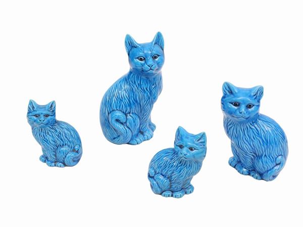 Quattro gatti in ceramica turchese