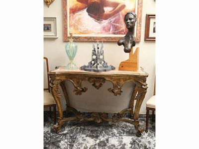Console in Legno Intagliato e Dorato