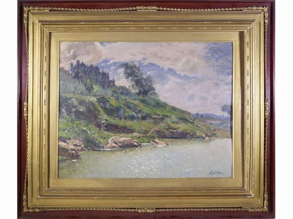Paride Castellan : Vento sul fiume 1946  ((1911-1988))  - Auction Furniture, Paintings and Curiosities from Private Collections - Maison Bibelot - Casa d'Aste Firenze - Milano