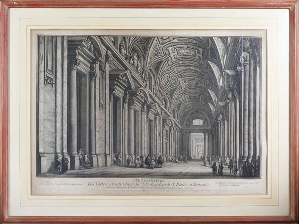 Giuseppe Vasi - Interior view of the entrance of the Basilica di S.Pietro