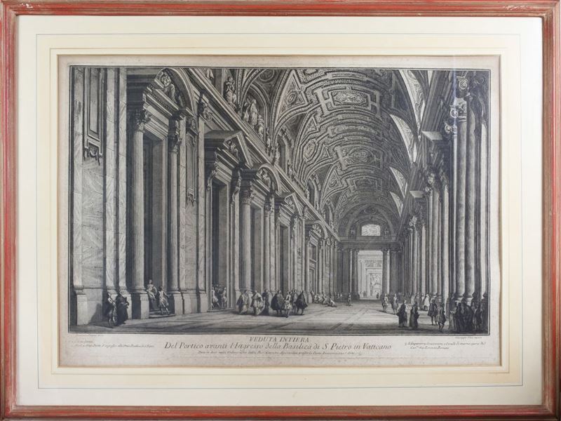 Giuseppe Vasi - Veduta Interna del Portico Avanti L'ingresso della Basilica di S.pietro