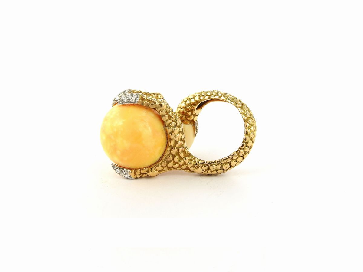 Anello in Oro Rosa e Bianco con Diamanti e Perla Naturale Melo Melo