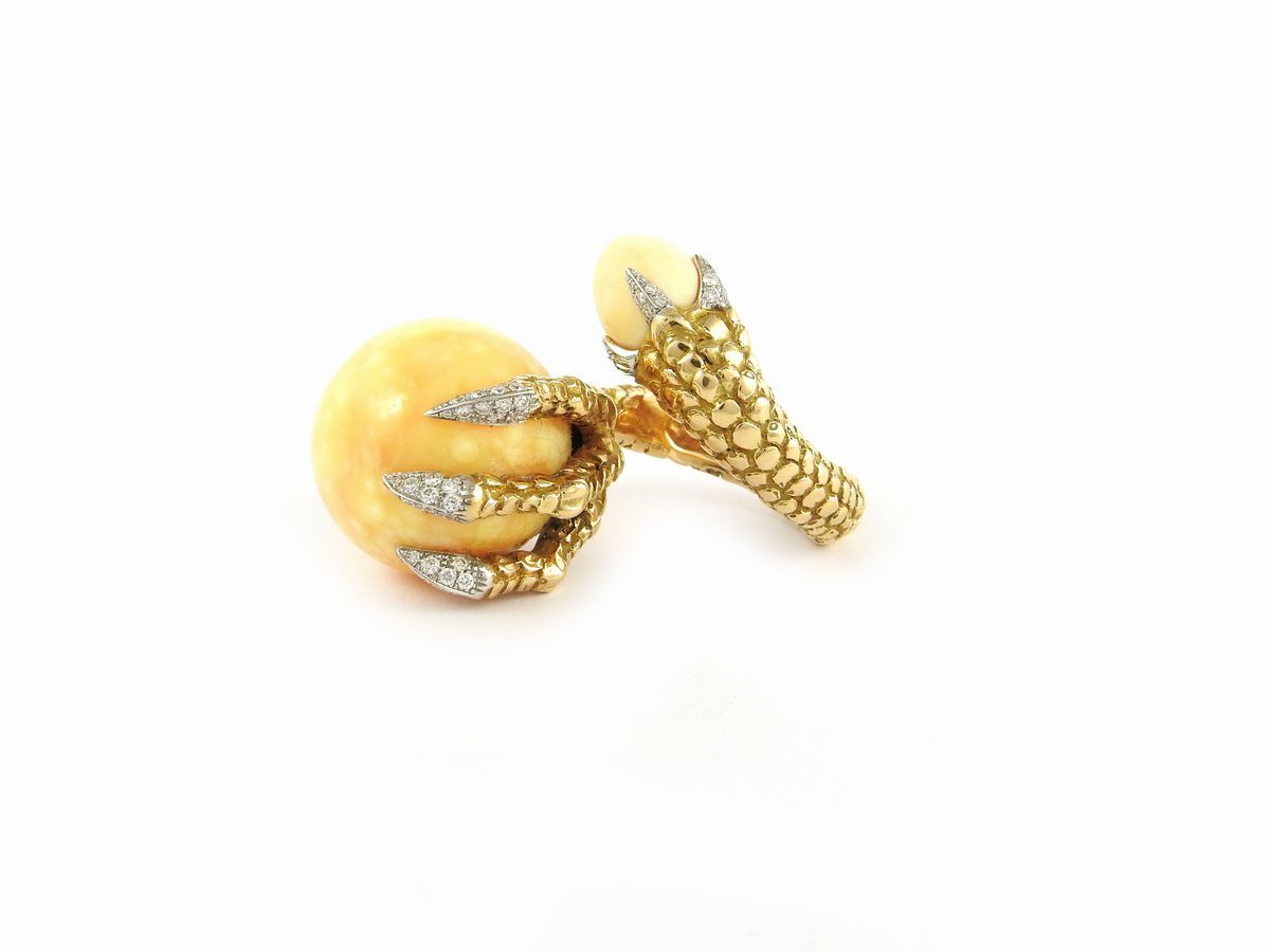 Anello in Oro Rosa e Bianco con Diamanti e Perla Naturale Melo Melo