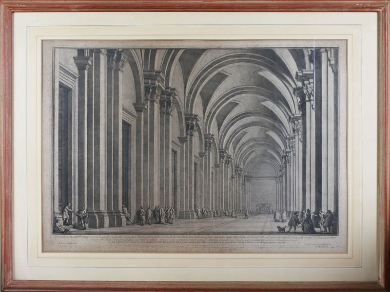 Giuseppe Vasi - Veduta Interna del Portico Avanti L'ingresso della Basilica di S.paolo