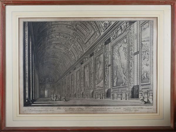 Giuseppe Vasi - Intern view of Galleria Urbana in Palazzo Apostolico Vaticano