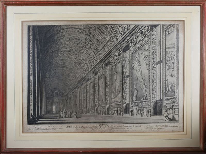 Giuseppe Vasi - Veduta della Galleria Urbana nel Palazzo Apostolico Vaticano
