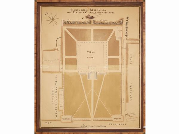 Scuola toscana della seconda met&#224; del XVIII secolo - Pianta della Reale Villa del Poggio a Caiano e sue adiacenze