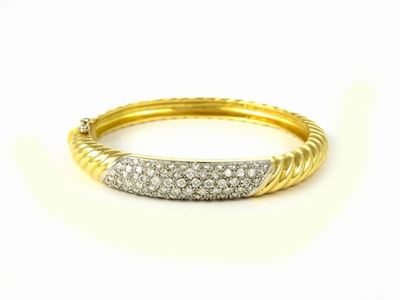 Bracciale Rigido in Oro Bianco e Giallo con Diamanti