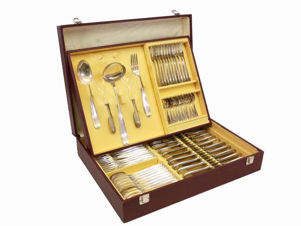 A silver cutlery service