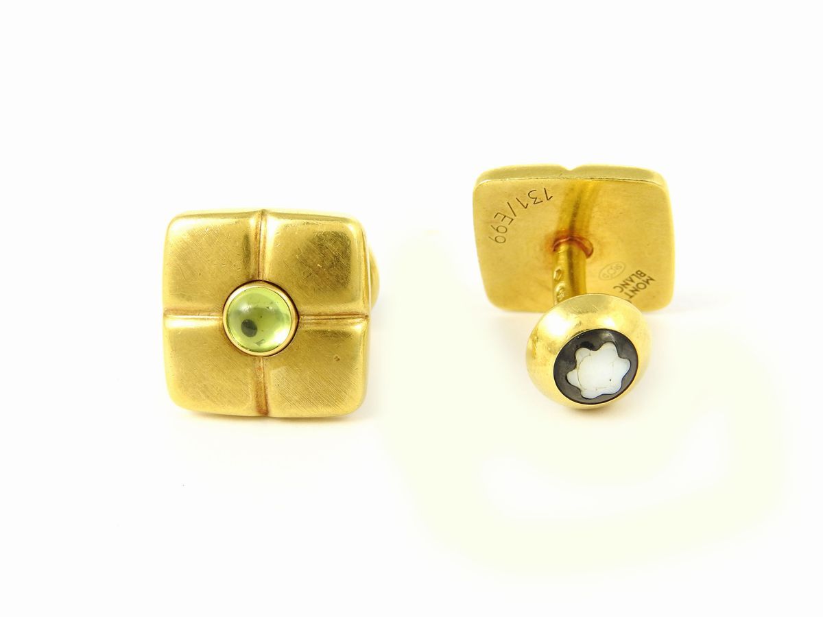 Gemelli Montblanc in Oro Giallo con Tormaline Verdi