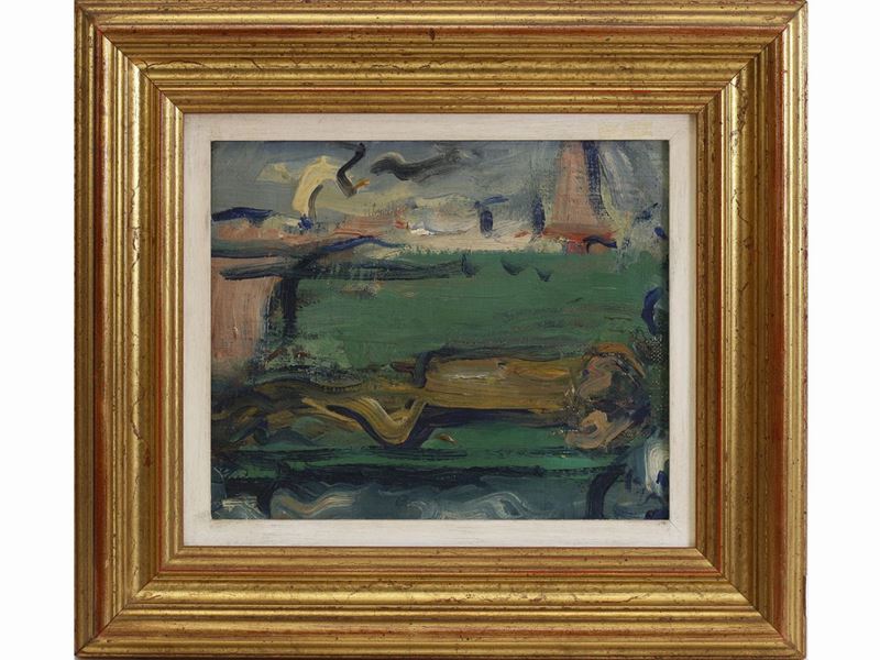 Enzo Pregno - Marina con Figura