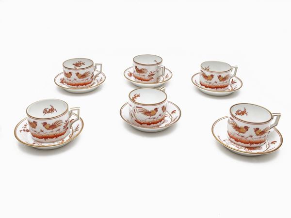Serie di sei tazze da tè in porcellana Richard Ginori