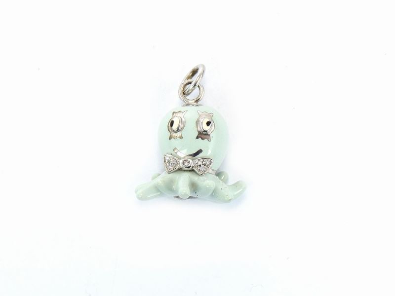 Pendente Animalier Alessandro Fanfani in Argento 925/1000 con Diamanti e Smalti Policromi