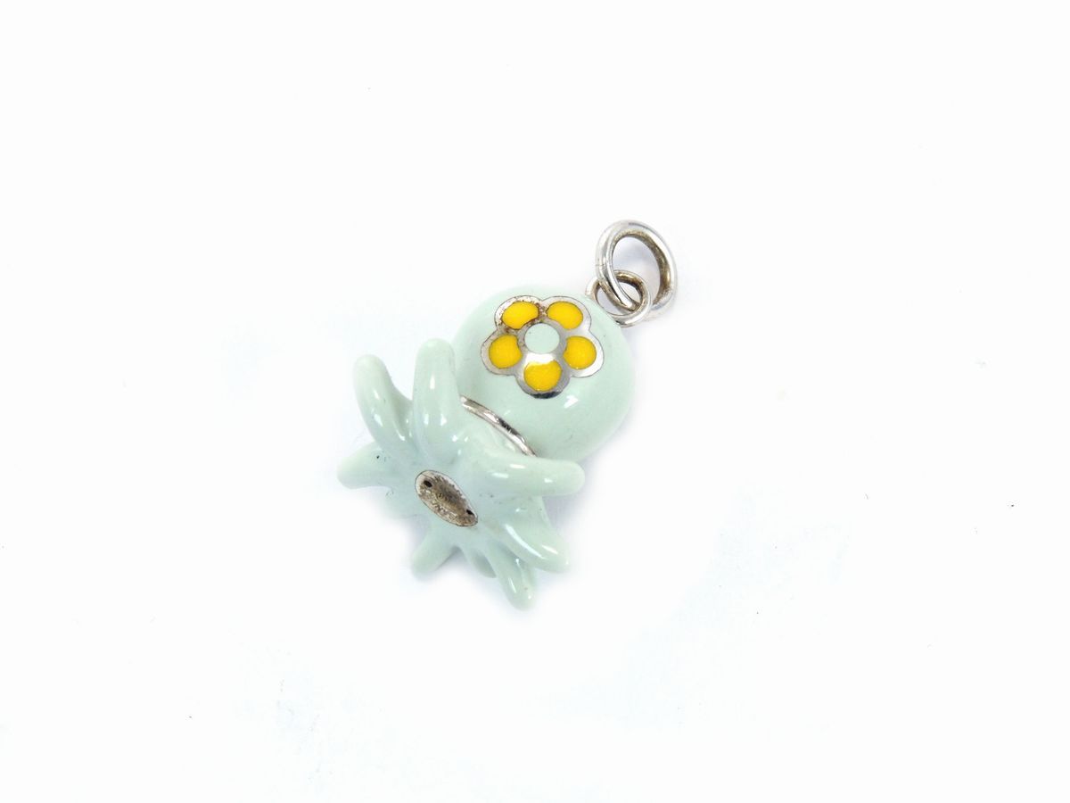 Pendente Animalier Alessandro Fanfani in Argento 925/1000 con Diamanti e Smalti Policromi