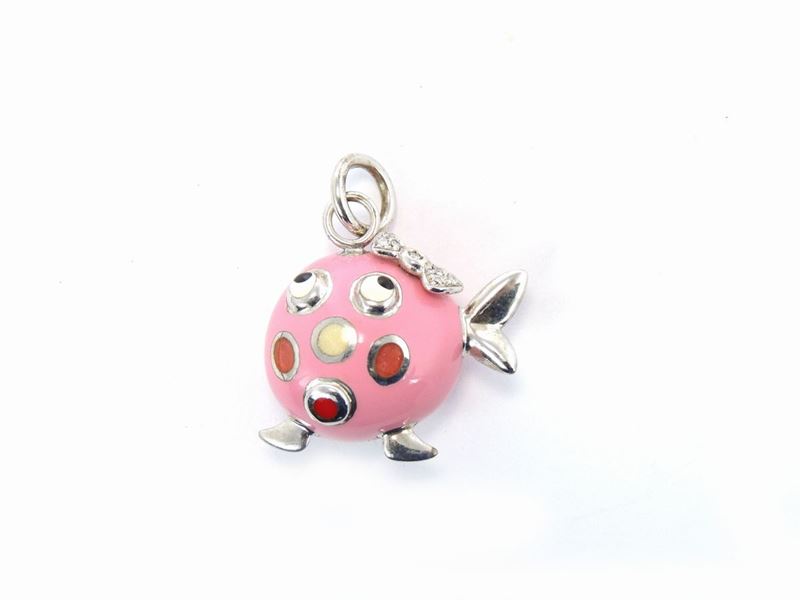 Pendente Animalier Alessandro Fanfani in Argento 925/000 con Diamanti e Smalti Policromi