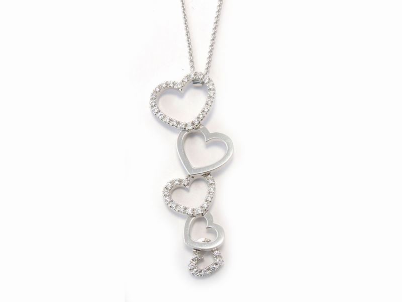 Catenina e Pendente Crivelli in Oro Bianco con Diamanti