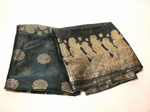 Two blue indian silk sheets