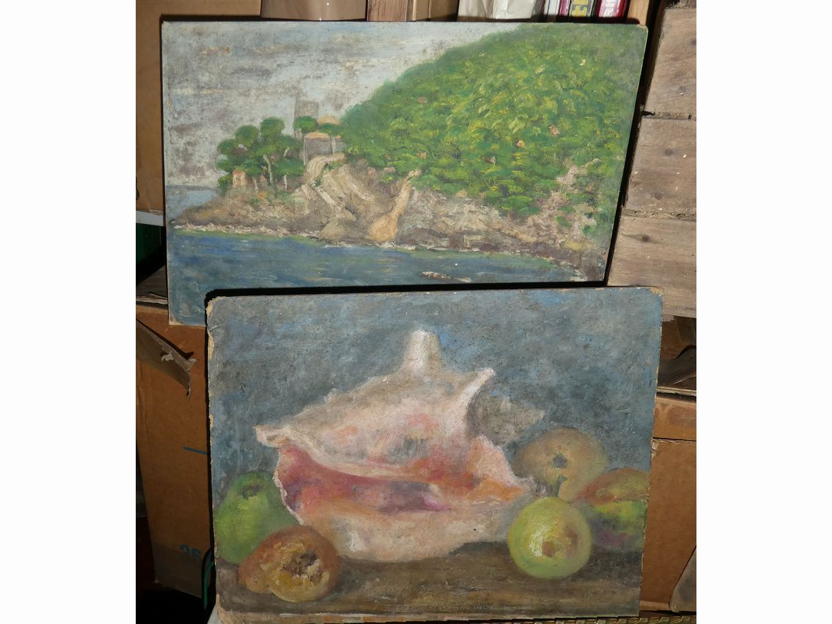 Lotto di Dipinti tra Cui Alcuni Raffiguranti Paesaggi e Nature Morte