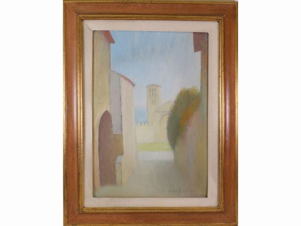Dino Migliorini : View of a church  ((1907-2005))  - Auction Furniture, Paintings and Curiosities from Private Collections - Maison Bibelot - Casa d'Aste Firenze - Milano