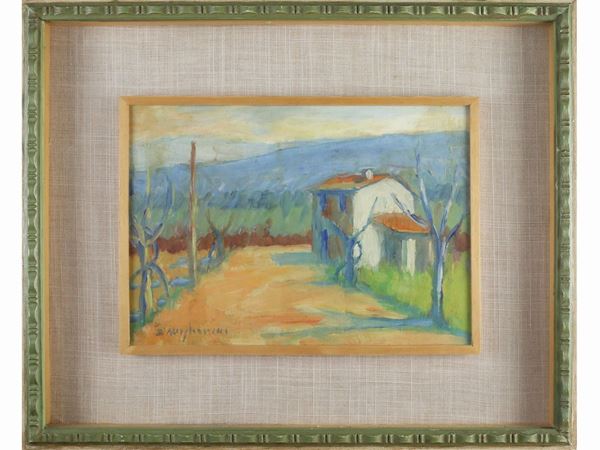Dino Migliorini : Landscape with a house  ((1907-2005))  - Auction The florentine house of a milanese collector: important glasses, objects of art and contemporary art - Maison Bibelot - Casa d'Aste Firenze - Milano
