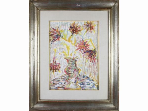 Silvio Loffredo : Flowers in a vase 1964  ((1920-2013))  - Auction The florentine house of a milanese collector: important glasses, objects of art and contemporary art - Maison Bibelot - Casa d'Aste Firenze - Milano