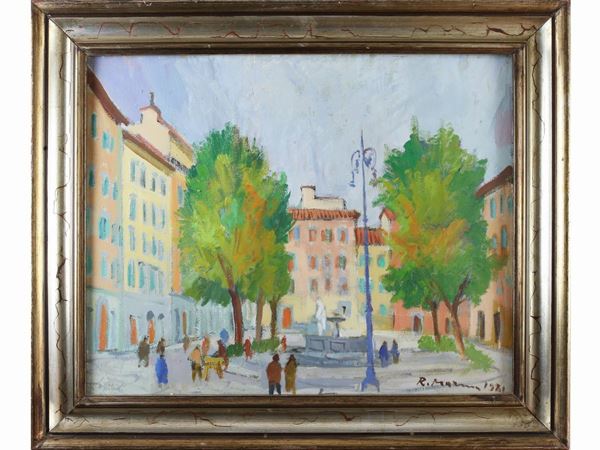 Rodolfo Marma : Piazza Santo Spirito 1981  ((1923-1999))  - Auction The florentine house of a milanese collector: important glasses, objects of art and contemporary art - Maison Bibelot - Casa d'Aste Firenze - Milano