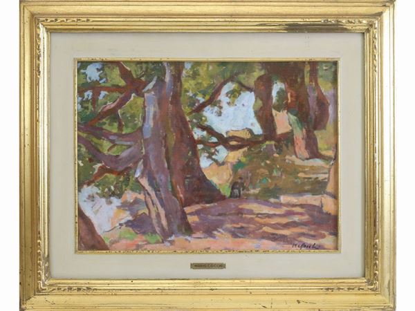 Mario Cocchi : Wooden landscape with figures  ((1898-1957))  - Auction Furniture, Paintings and Curiosities from Private Collections - Maison Bibelot - Casa d'Aste Firenze - Milano